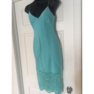 Spaghetti Strap Midi Dress with Lace Bottom